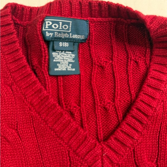 Polo Ralph Lauren Boys Size S(8) Cable Knit 100% Cotton Red Sweater Vest A020725 - Picture 3 of 4